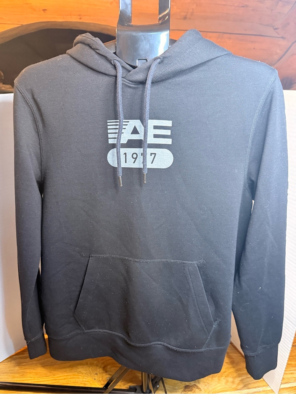 American Eagle Outfitters Black Hoodie with AE 1997 Chest Graphic